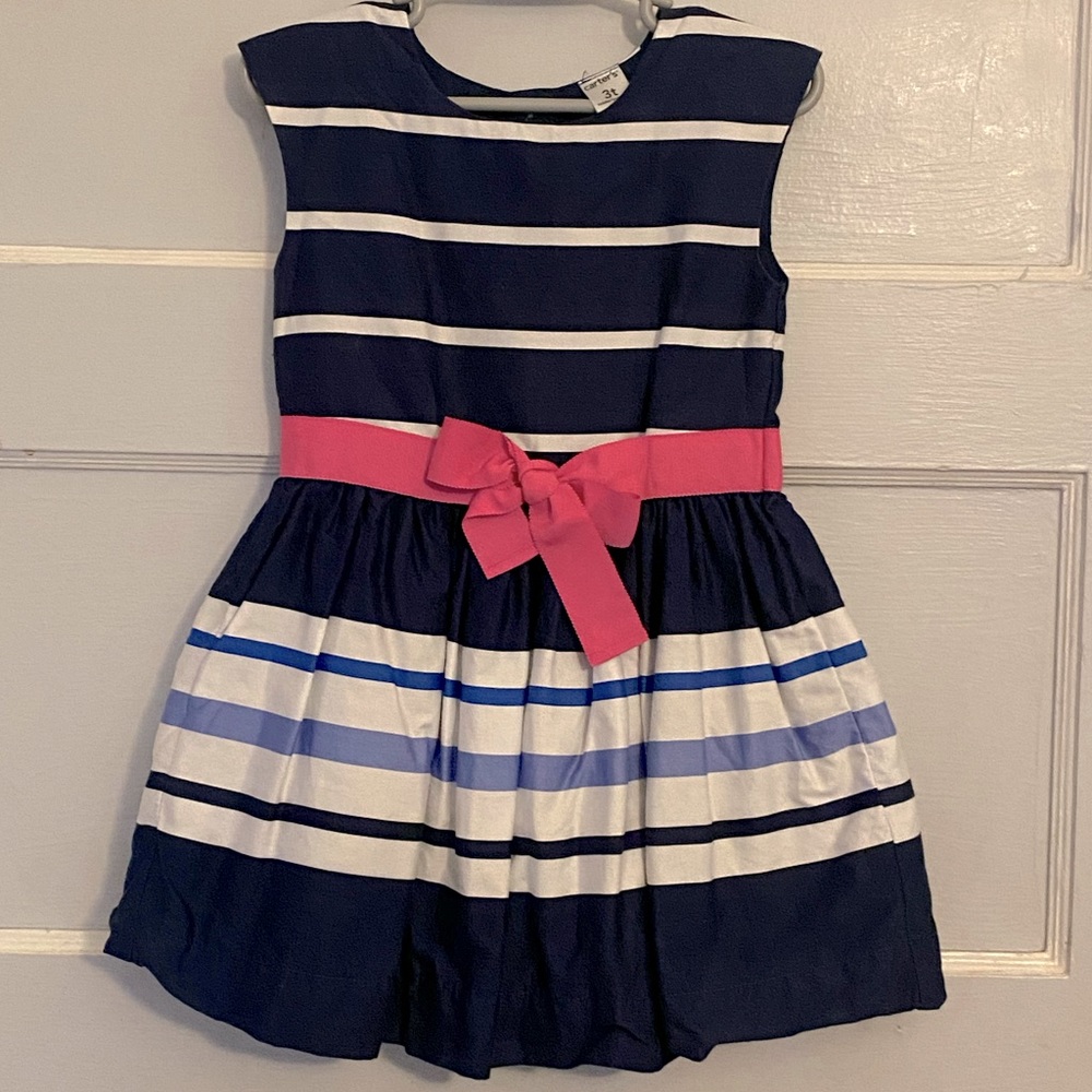 Blue Dress with pink bow
